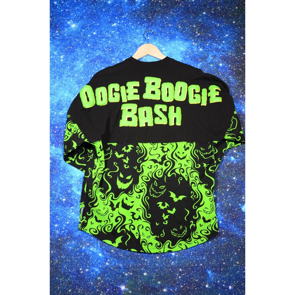 Disney Spirit Jersey Shirt Small Black Green Oogie Boogie Bash 2023 Glow in Dark